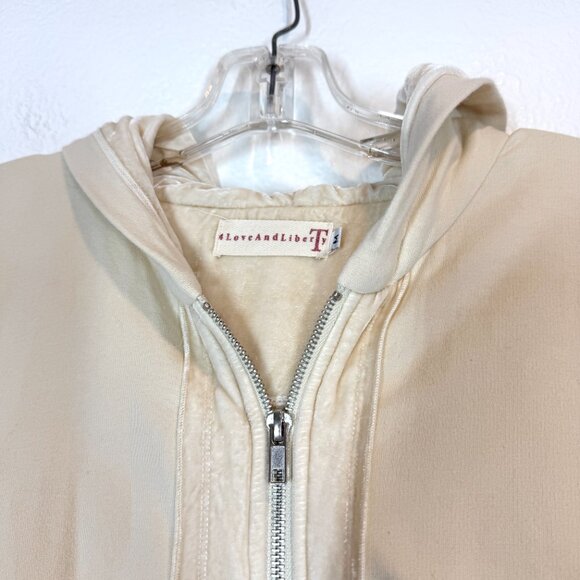Johnny Was 4 Love & Liberty Peplum Hoodie Jacket Velvet Victorian Ivory Medium - Picture 4 of 8